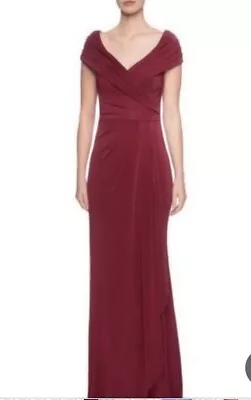 La Femme Wine Burgundy Ruched Off The Shoulder Jersey Column Gown Size 20  $389 • $89.98