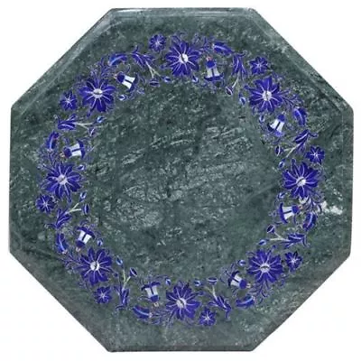 12  Green Marble Side Table Semi Precious Stones Lapis Inlay Work • £208.45