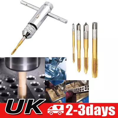 6Pcs TAP WRENCH & CHUCK SET TOOL T-HANDLE INCLUD M3 M4 M5 M6 M8 And Die～～ • £10.89