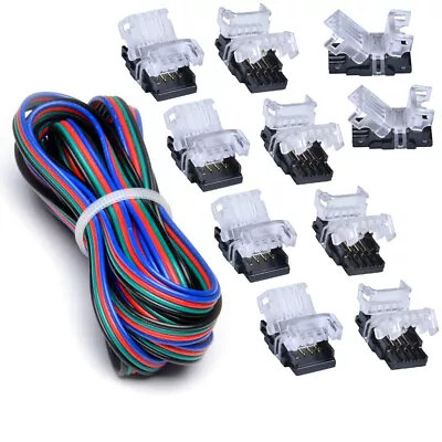 10 Pack 4Pin LED Connector For 10mm Waterproof RGB 5050 LED Strip Light+5M Cable • $12.99