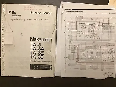 Nakamichi TA-3TA-3A TA-3E Original Service Manual OEM • $5