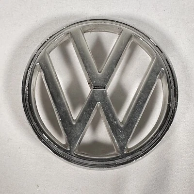 Vintage VW Emblem Hood Badge 113 853 605b 3 1/4 Inch Diameter 3 Prong Silver • $21.22