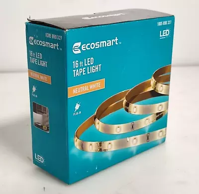 EcoSmart 16 Ft. Indoor LED Strip Tape Light Neutral White Plug-In Kit LS2835-16F • $13.99
