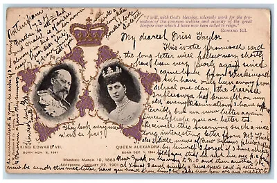 Nottingham England Postcard King Edward VII Queen Alexandra Royalty 1901 • £14.23