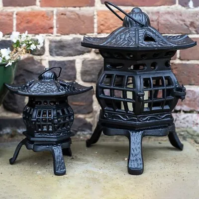 Pagoda Tealight Holder Cast Iron Decorative Outdoor Lamp • £125