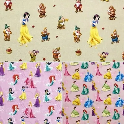 £1.50 • Buy 100% Cotton Digital Fabric Disney Princess Snow White Cinderella Ariel Belle