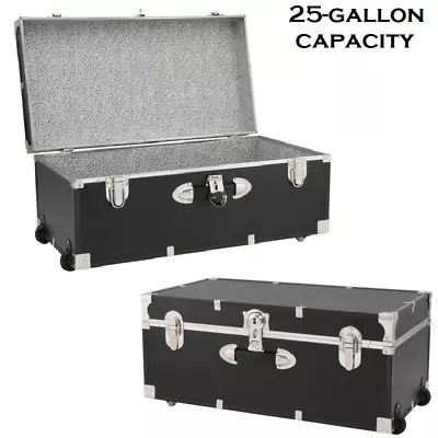 Storage Containers W/Wheels 30  Rolling Trunk Lockable Foot Locker Chest Dorm Bl • $99.99