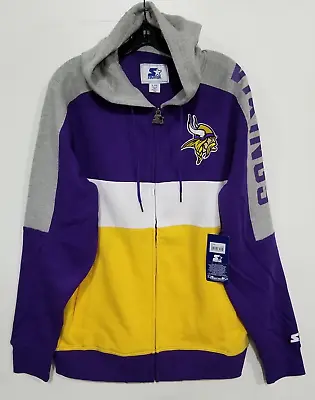 Minnesota Vikings Starter Playoffs Color Block Full-Zip Hoodie Purple/Gold Sz L • $41.04