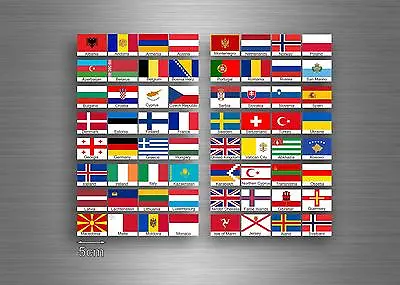 Set 64x Sticker European Europe Flag Scrapbooking Country Collection Stamp 5cm A • £4.98