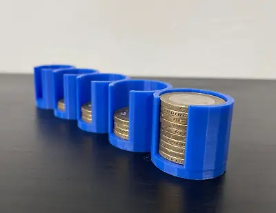 £2 Coin Cash Money Organiser Mini Storage Box Sorter Savings Blue- Holds £100 • £7.99