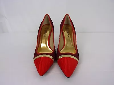 J. Renee Slip On Pointed Toe 3.5  Pump     SIZE: 8M       WINE/RED W/GOLD DETAIL • $7.58