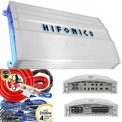 NEW Hifonics ZG-1200.4 1200 Watts 4-Ch Car Audio Amplifier + 4 Channels Amp Kit • $149.99