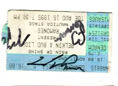 THE RAMONES - SIGNED AUTOGRAPH 1995 JOEY + CJ + Concert Ticket R5 • $199
