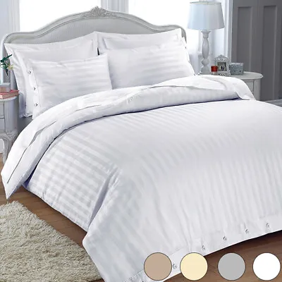 £12 • Buy Luxury Hotel 100%Egyptian Cotton Stripe Satin Duvet Cover Pillowcase Bedding Set
