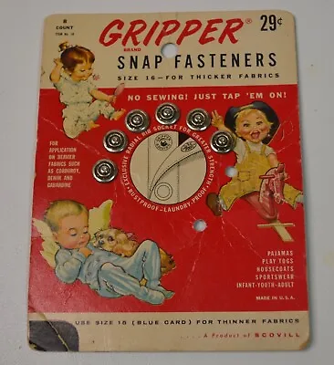 Antique Vintage Scovill Snap Fastener Card Snaps Tap On Sewing Notions Graphics! • $9.99