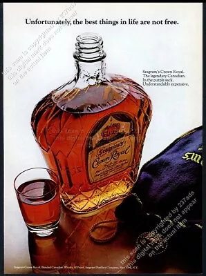 1970 Crown Royal Whiskey Bottle Bag Glass Photo Vintage Print Ad • $9.99