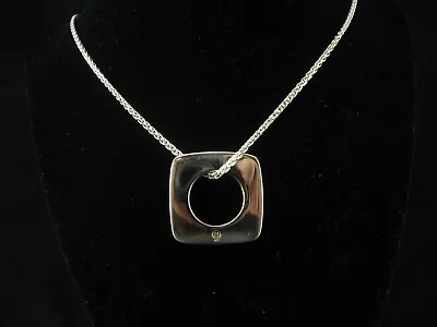 Movado Sterling Silver 925 Square Round Pendant With 18K 750 Gold Hallmark • $109.99