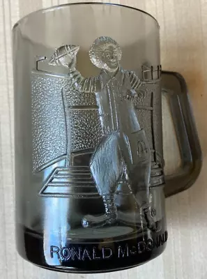 Vintage 1970's McDonalds Smoked Glass Mug With Ronald McDonald Playing Football • $8.95