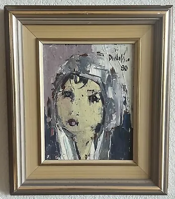 Vintage Abstract Original Painting Woman Portrait Illegibly Signed -1980￼ • $200