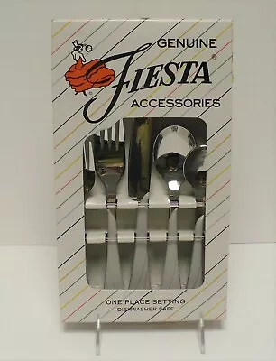 FIESTA PEARL GRAY SWIRL FLATWARE 5-Pc Set From 1999 New Old Stock: FREE SHIPPING • $49