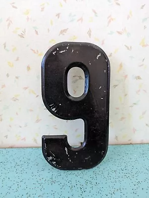 Vintage Metal 7.5  Tall Marquee Letter Number 6 Or 9  Black Paint  • £20.89