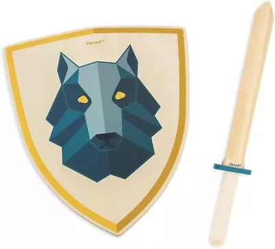 Janod Wooden Wolf Khight Shield & Sword Set Brand New In Box 3+ • £17.95