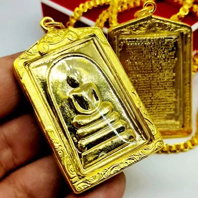 Phra Somdej Magic Chinnabunchorn Thai Buddha Amulet Pendant Gold Micron Case • $32