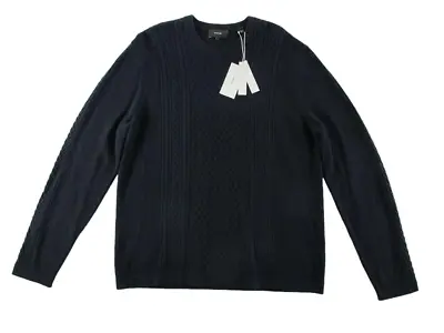 $395 Vince NEW Cashmere Wool Cable Knit Navy Mens L Crewneck Cardigan Sweater • $112