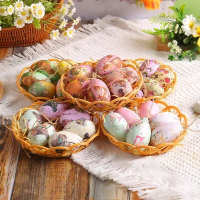 6PCS DIY Colorful Painted Easter Eggs Hanging Ornaments Home Party Decor Gifts • £4.90