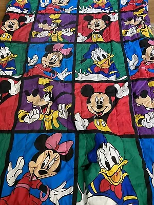 VINTAGE Disney Mickey Reversible Comforter Blanket Pluto Minnie Daffy Daisy Twin • $65