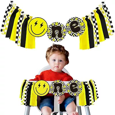 One Happy Dude High Chair Banner Lightning Smile Face First Birthday Banner O... • $17.64