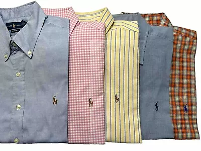 Lot Of 5 Ralph Lauren Long Sleeve  Men’s Button Up Shirts L LARGE • $74.99