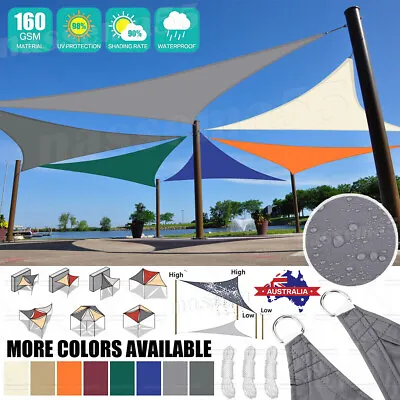 AU Extra Heavy Duty Shade Sail Shade Cloth Sand Sun Triangle Square Rectangle • $61.39