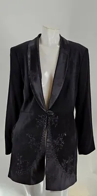 3143 Hairston Roberson Womens Vintage Black Rayon Shawl Collar Single Button... • $49.19