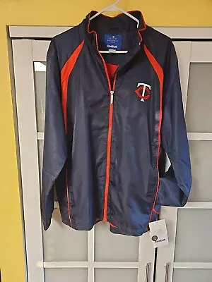 Minnesota Twins Jacket Mens Large Blue Windbreaker Reebok Full Zip MLB-New • $35.50