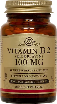 Solgar Vitamin B2 Riboflavin 100mg 100 Vegetable Capsules • $10.92