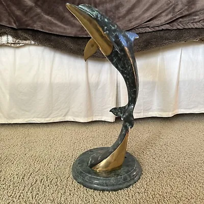 SPI San Pacific International Dolphin Brass Sculpture Marble Base • $52