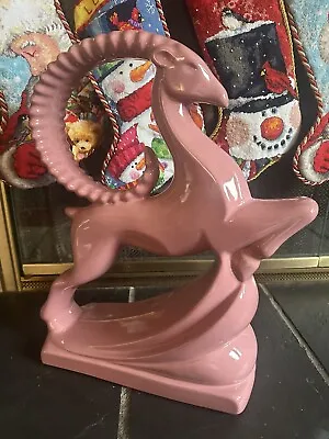 VINTAGE Royal Haeger Art Deco Style Leaping Gazelle RARE Mauve Gloss • $22