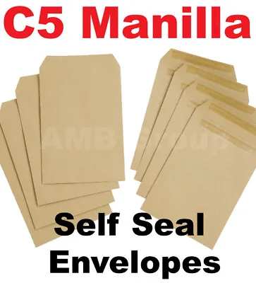 50 C5 Envelopes Manilla Plain 80gsm Self Seal Office A5 Brown Envelope Pack 50 • £3.49