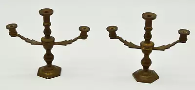 2 Mini Miniature Brass Candelabra Candle Stick Holder Doll House Decor Vintage • $24.99