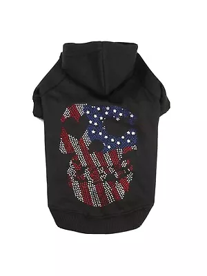 Zack & Zoey America's Pup Skull Dog Hoodie Sweatshirt Black Sz. Large NWT • $8.99