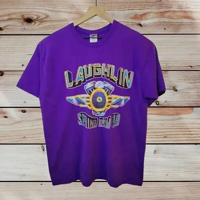 Vintage Laughlin Nevada Shirt Mens XL Purple Biker Motorcycle Graphic 90s • $14.99