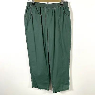 American Sweetheart Women's Pants Elastic High Waist Pockets Vtg Green Size 16P • $11.50