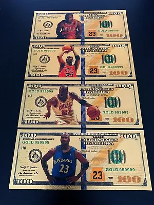 Michael Jordan  Basketball Gold Foil Notes/Souvenir Cards Set (4) -free Shipping • $14.53