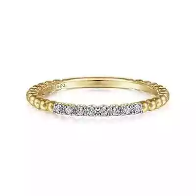 New Gabriel & Co. 14K Gold Bujukan Bead And Diamond Stackable Ring LR51823Y45JJ • $415
