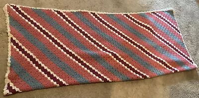 Vintage Handmade Crochet Afghan Blanket Throw 68x56” Nice Condition • $34.99