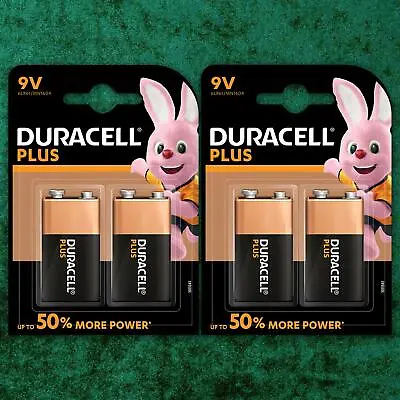 4 Pack Duracell PLUS POWER 9V 6LR61 MN1604 PP3 Alkaline Batteries Smoke Alarm • £12.99