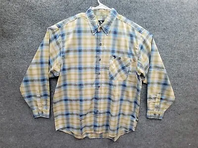 Moose Creek Shirt Mens L Yellow Blue Plaid Button Up Long Sleeve • $9.99