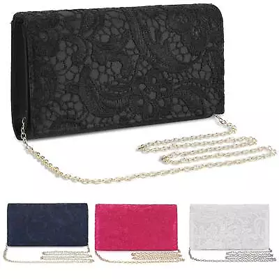 Women Envelope Evening Clutch Bag Floral Lace Handbag Bridal Wedding Party Purse • $15.19