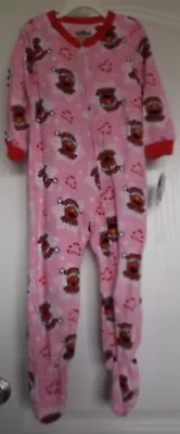 GIRLS SESAME STREET CHRISTMAS FOOTED PJs - ELMO - SIZE 4T - NWT • $10.99